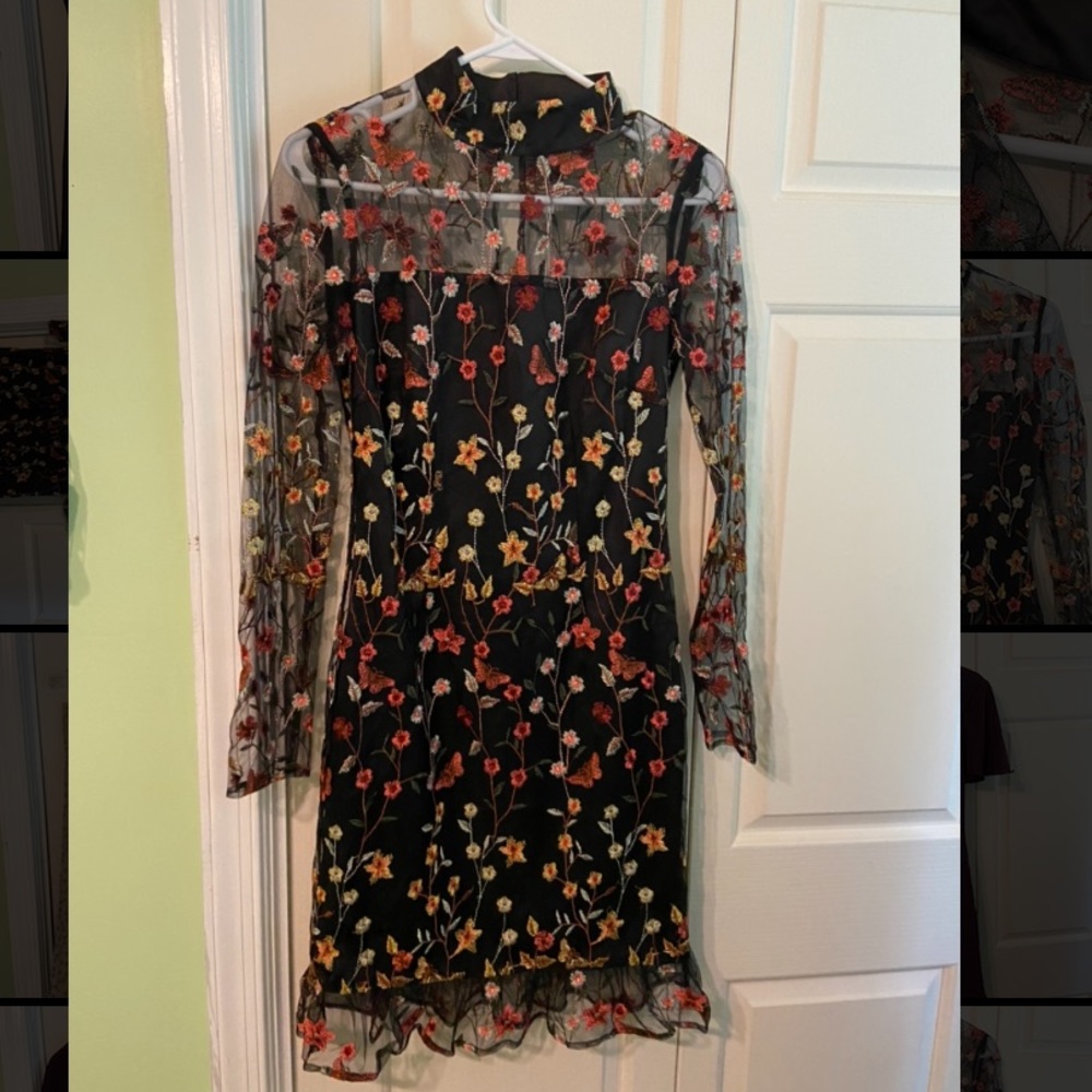 Donna Mizani floral mesh dress